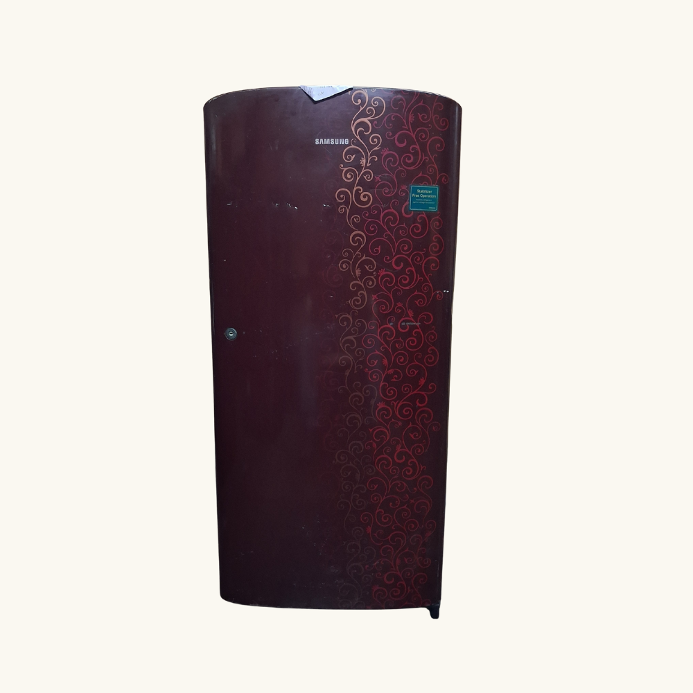 Samsung 190L Single Door Refrigerator – Maroon with Floral Design - 1 - (Used, Excellent Condition, Chennai)